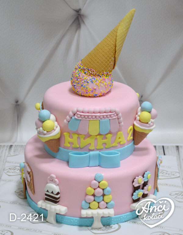 Roza sladoled torta